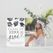 Aankondiging modern zwart-wit Afstuderen (Staand voorkant)