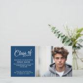 Aankondiging moderne Afstuderen foto - Navy Blue (Staand voorkant)