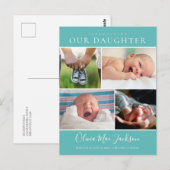 Aankondiging moderne fotocollage Baby Briefkaart (Voorkant / Achterkant)