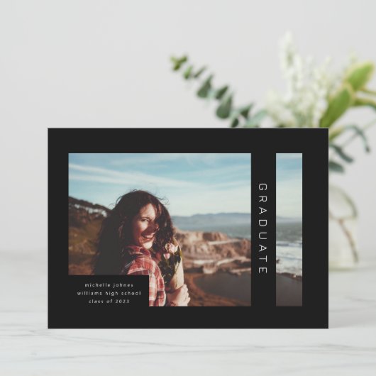 Aankondiging moderne geometrische foto-Afstuderen (Staand voorkant)