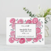 Aankondiging moderne roze Floral Birth (Staand voorkant)