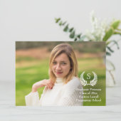 Aankondiging Monogram Laurel Foto Afstuderen (Staand voorkant)