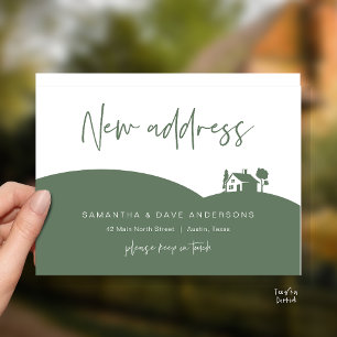 Aankondiging nieuw thuisadres, klein huis briefkaart