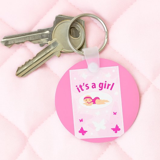 Aankondiging nieuwe baby Girl Sleutelhanger