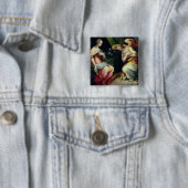 Aankondiging (olie op het paneel) 3 vierkante button 5,1 cm (In situ)