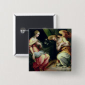 Aankondiging (olie op het paneel) 3 vierkante button 5,1 cm (Voorkant /achterkant)