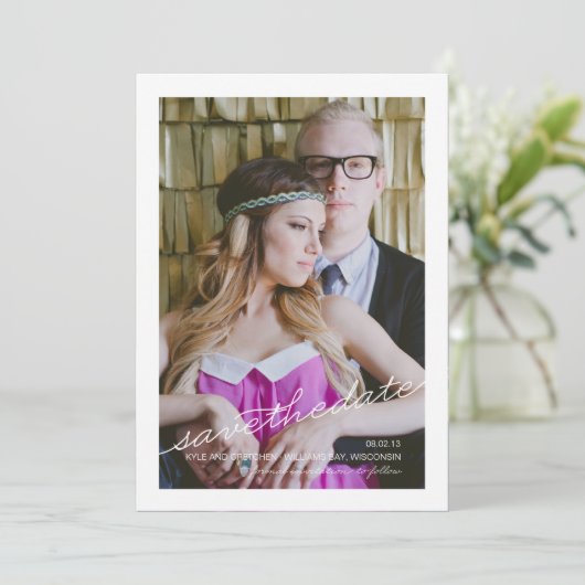 Aankondiging om de datum te reserveren (Staand voorkant)