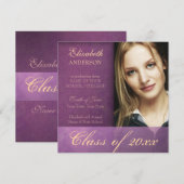 Aankondiging Paarse Damask Grunge Afstuderen (Voorkant / Achterkant)