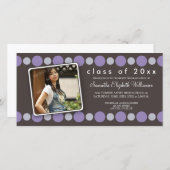 Aankondiging Paarse pokadots Aangepast Afstuderen (Voorkant / Achterkant)