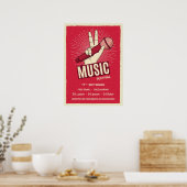 Aankondiging Poster muziekconcertevenement Retro (Keuken)