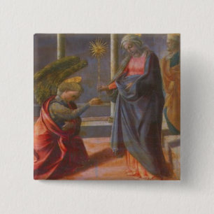 Aankondiging (predella Barbadori Altarp) Vierkante Button 5,1 Cm