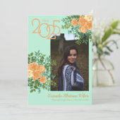 Aankondiging Roos  Blauwgroen Afstuderen (Staand voorkant)