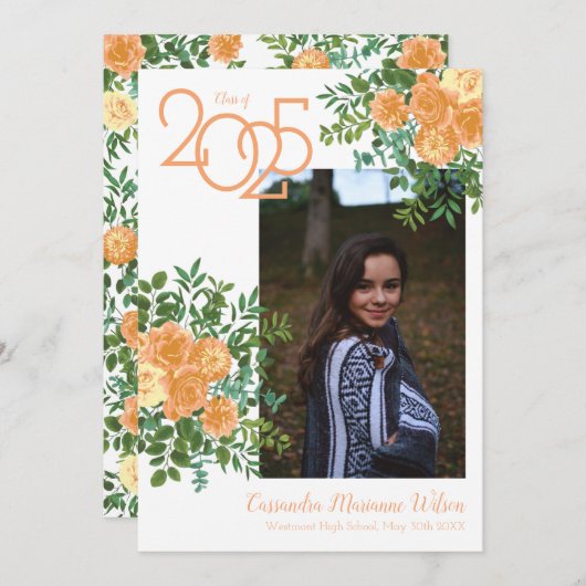 Aankondiging Roos  foto Afstuderen  (Voorkant / Achterkant)