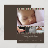 Aankondiging roze aantekening geboorte Stripe (Voorkant / Achterkant)