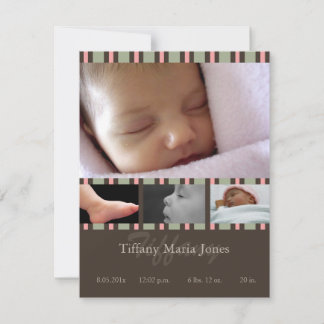 Aankondiging roze aantekening geboorte Stripe