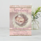 Aankondiging  roze hout Aangepaste foto (Staand voorkant)