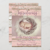 Aankondiging  roze hout Aangepaste foto (Voorkant / Achterkant)