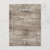 Aankondiging  Rustic Woodgrain Afstuderen Briefkaart (Voorkant)
