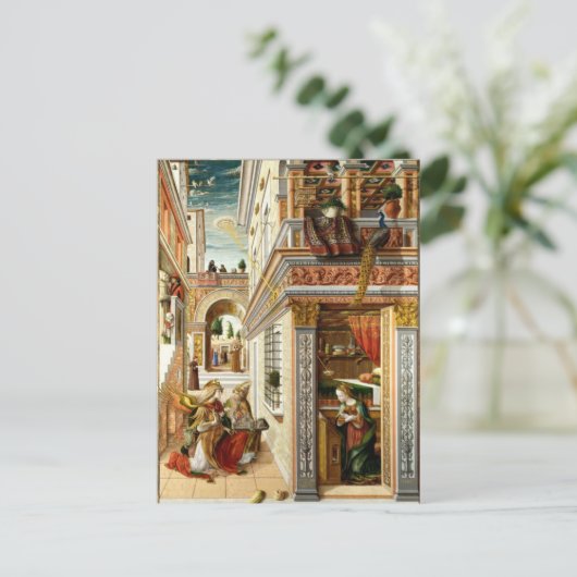 Aankondiging, Saint Emidius en een ufo Briefkaart (Staand voorkant)