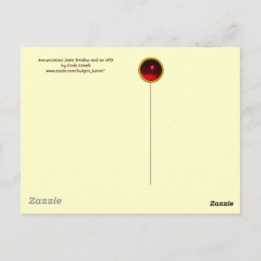 Aankondiging, Saint Emidius en een ufo Briefkaart (Achterkant)