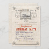 Aankondiging "Steamship Cruise Ship Ticket Birthda (Voorkant / Achterkant)