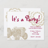 Aankondiging tractor Birthday Party (Voorkant / Achterkant)