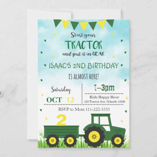 Aankondiging tractor, uitnodiging voor trekkers (Voorkant)