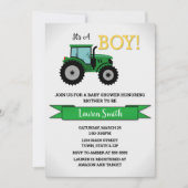 Aankondiging tractorBaby shower, tractorjongen (Voorkant)