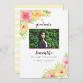 Aankondiging tropisch Floral foto-Afstuderen (Voorkant / Achterkant)