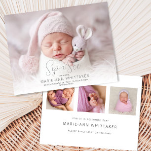 Aankondiging Uitnodiging Baby Foto Sip'n'See