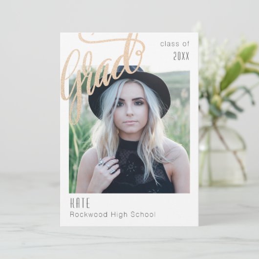 Aankondiging/uitnodiging van het Afstudeerder Tren Kaart (Staand voorkant)