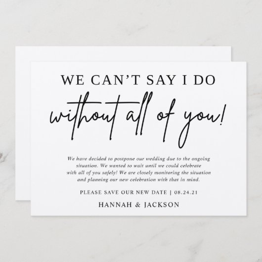 Aankondiging uitstel bruiloft Sla datum op (Voorkant / Achterkant)