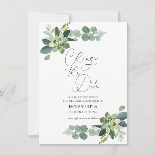 Aankondiging uitstel eucalyptus bruiloft (Voorkant)