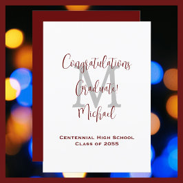 Aankondiging van Afstuderen, Naam Burgundy Wit Gri