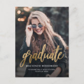 Aankondiging van Afstuderen voor Photo Gold Script Briefkaart (Voorkant)