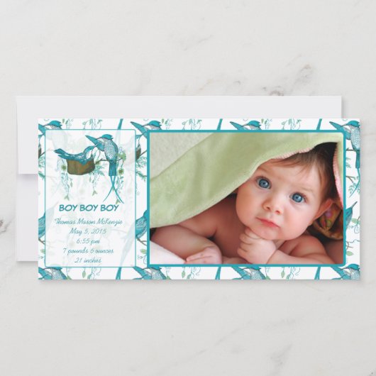 Aankondiging van Baby Boy  Baby Bird Afbeelding (Voorkant)