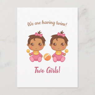 Aankondiging van Baby Girl Twins Briefkaart
