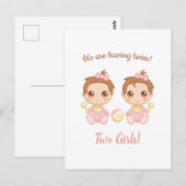 Aankondiging van Baby Girl Twins Briefkaart (Voorkant / Achterkant)