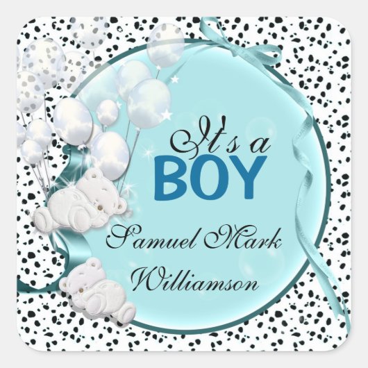 Aankondiging van baby van Teddy beer Vierkante Sticker (Voorkant)
