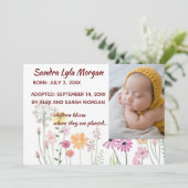 Aankondiging van bewerkbare foto's Floral Adoption (Staand voorkant)