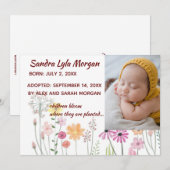 Aankondiging van bewerkbare foto's Floral Adoption (Voorkant / Achterkant)