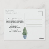 Aankondiging van blauwe voorkleppen briefkaart (Achterkant)