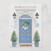 Aankondiging van blauwe voorkleppen briefkaart (Voorkant)