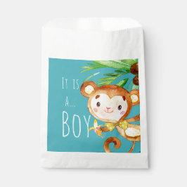 Aankondiging van Blue Cute Monkey Baby Boy Bedankzakje
