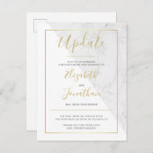 Aankondiging van Chic Gold White marmer Wedding bi (Voorkant / Achterkant)