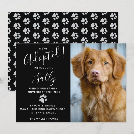 Aankondiging van de adoptie van huisdieren - Elega (Voorkant / Achterkant)