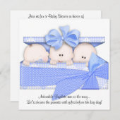 Aankondiging van de Baby shower van Blue Triplet (Voorkant / Achterkant)