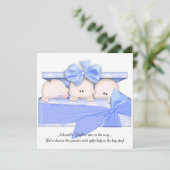 Aankondiging van de Baby shower van Blue Triplet (Staand voorkant)