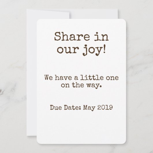 Aankondiging van de Baby van de veiligheidsspelden (Achterkant)