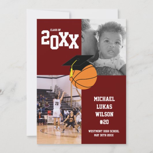 Aankondiging van de Basketball Afstuderen Sportmar (Voorkant)